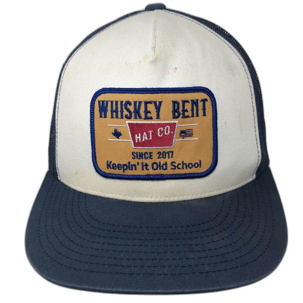 Whiskey Bent Co Trucker Hat Blue One Size Snapback Mesh Patch Texas Flag School